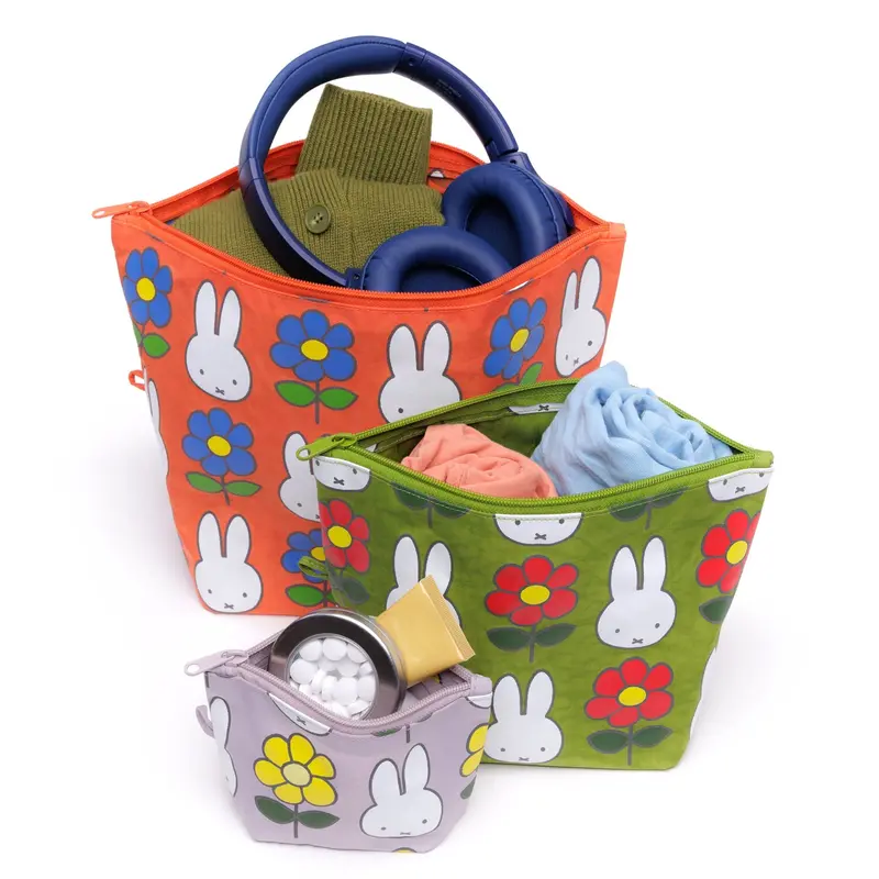 Miffy x Baggu Recycled Nylon Go Pouch Set – 3-Piece Travel-Friendly Collection