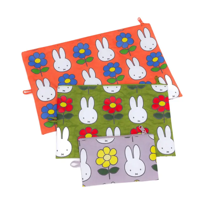 Miffy x Baggu Recycled Nylon Go Pouch Set – 3-Piece Travel-Friendly Collection
