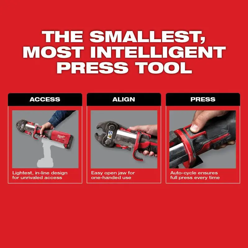 Milwaukee M18 FORCE LOGIC Press Tool with ONE-KEY – 1/2-Inch Copper & Stainless Fitting Compatibility