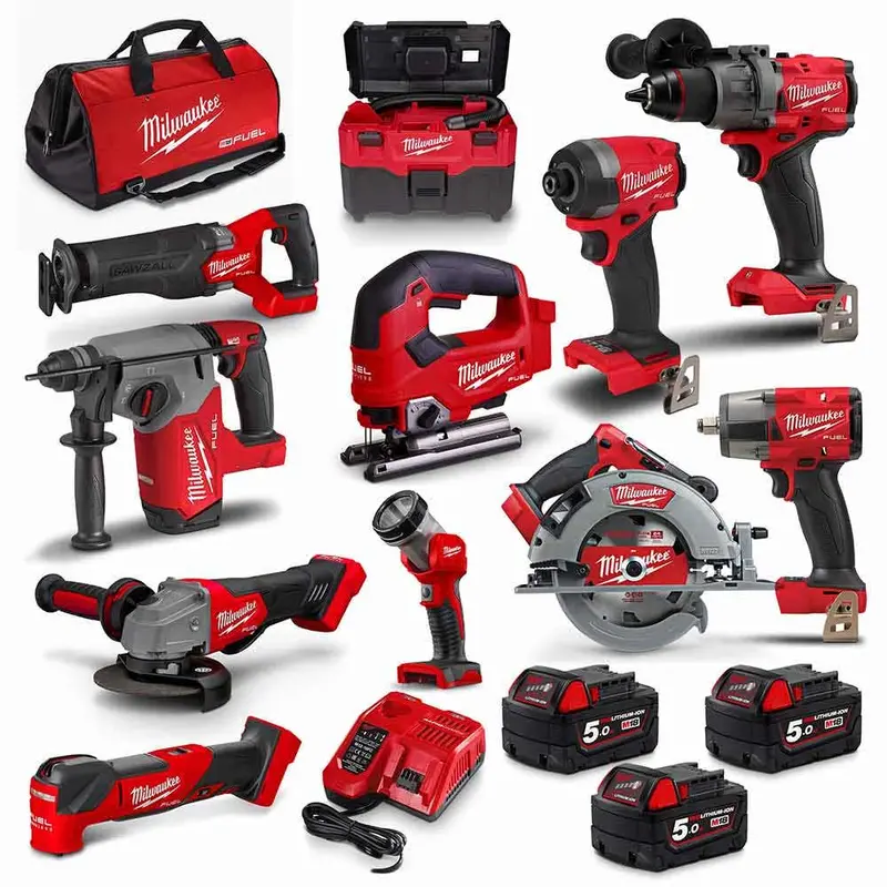 Milwaukee M18 FUEL 11-Piece Cordless Combo Kit – Includes 3x 5.0Ah Batteries & Charger, Brushless Tools