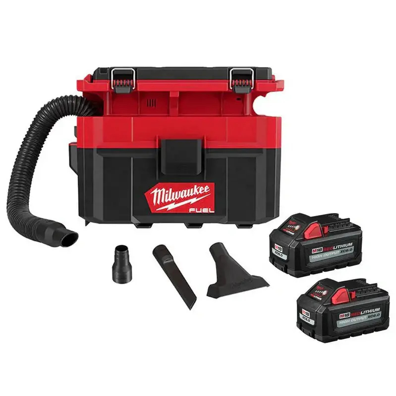 Milwaukee M18 FUEL PACKOUT Wet/Dry Vacuum – 2.5-Gallon Capacity, Dual 6.0 Ah High-Output Batteries