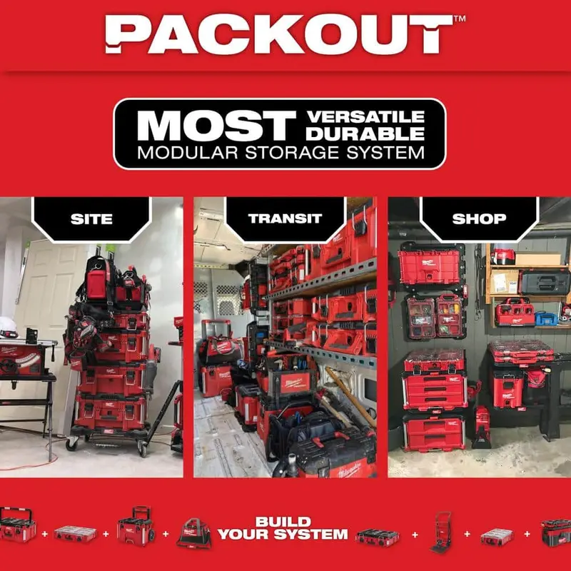 Milwaukee PACKOUT 22-Inch Rolling Tool Storage System – Large + Medium Box Combo Set