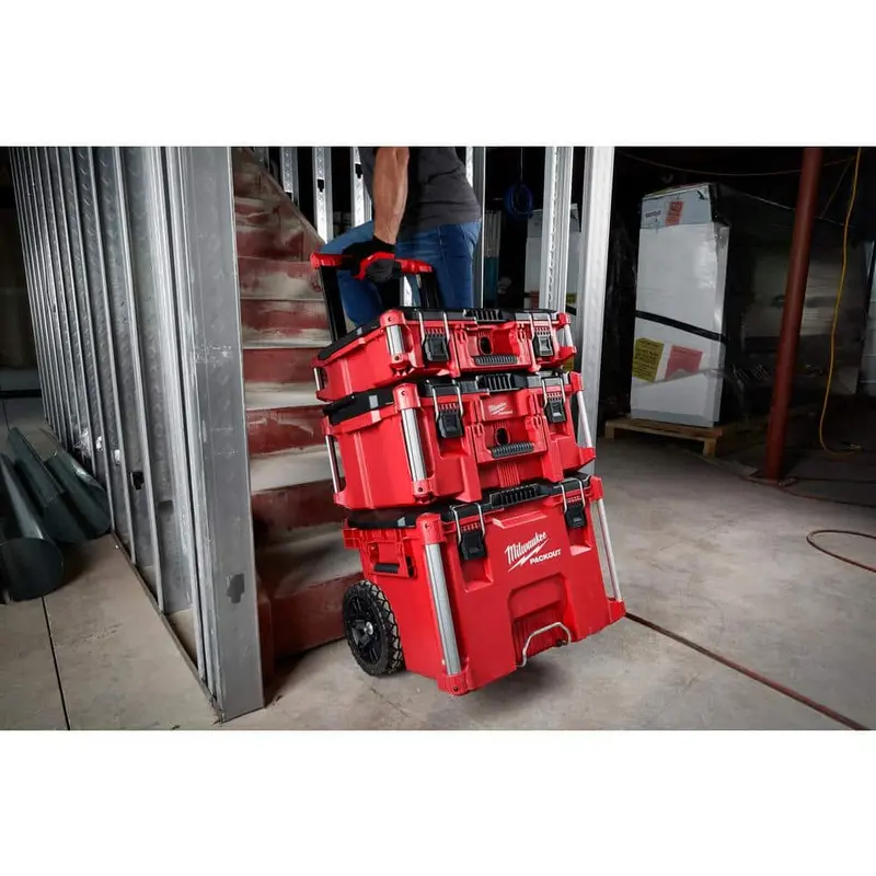 Milwaukee PACKOUT Rolling Tool System – 22" Large + Medium Tool Boxes + Rolling Base (8426/8425/8424)