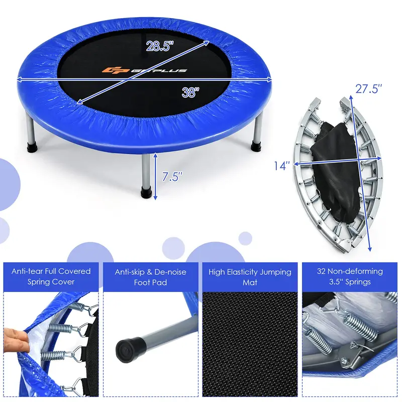 Mini Foldable Trampoline – Compact Rebounder for Kids’ Fitness and Indoor Play