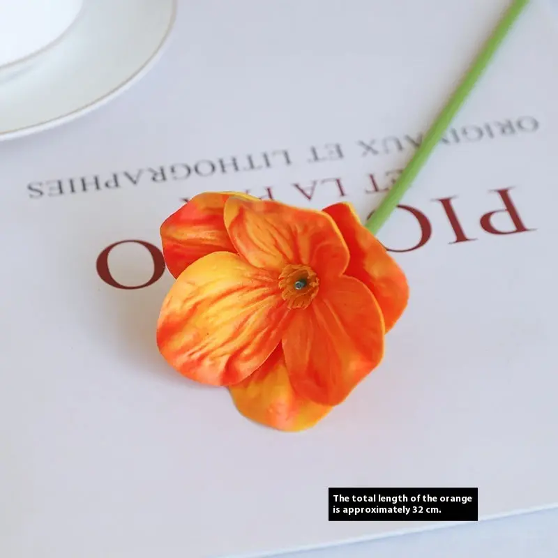 Mini Poppy Stem – PU Faux Floral Accent for Boutonnieres, Centerpieces & Event Details