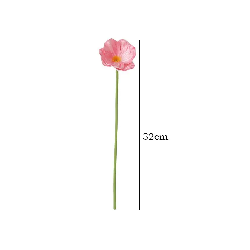 Mini Poppy Stem – PU Faux Floral Accent for Boutonnieres, Centerpieces & Event Details