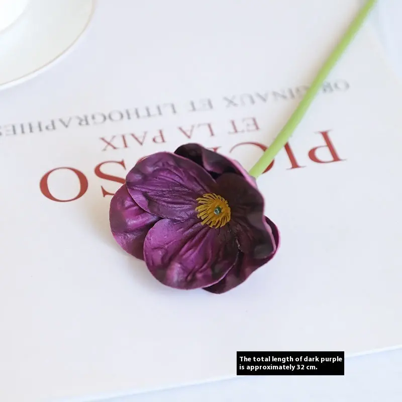 Mini Poppy Stem – PU Faux Floral Accent for Boutonnieres, Centerpieces & Event Details