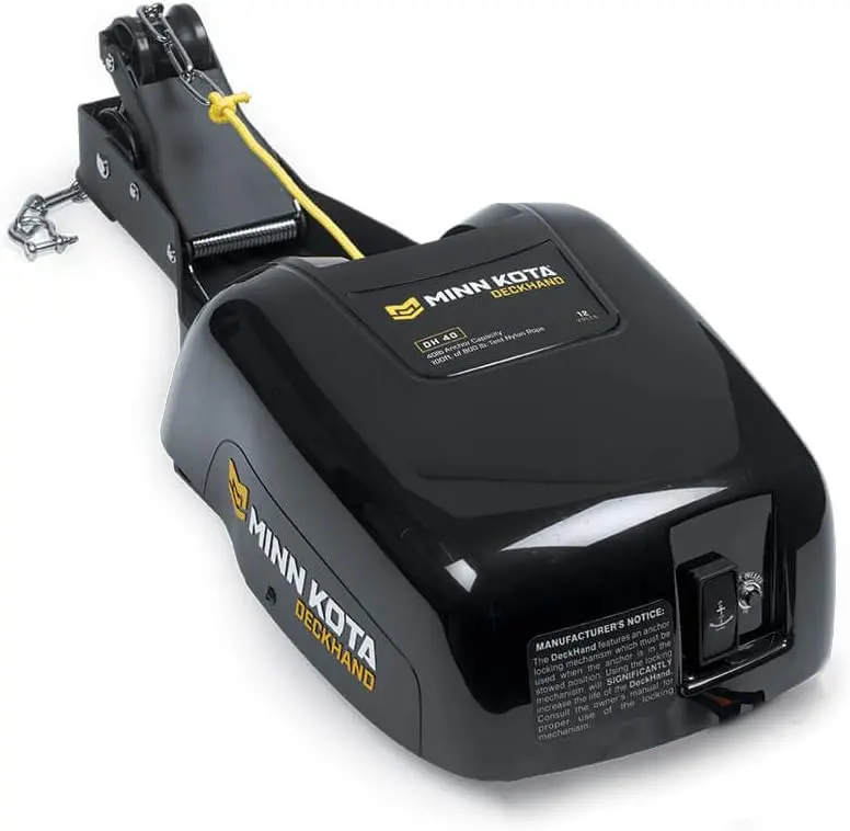 Minn Kota Deckhand 40 Electric Anchor Winch – 40 lb Pull Capacity, 100 ft Rope & Horizontal Davit Included