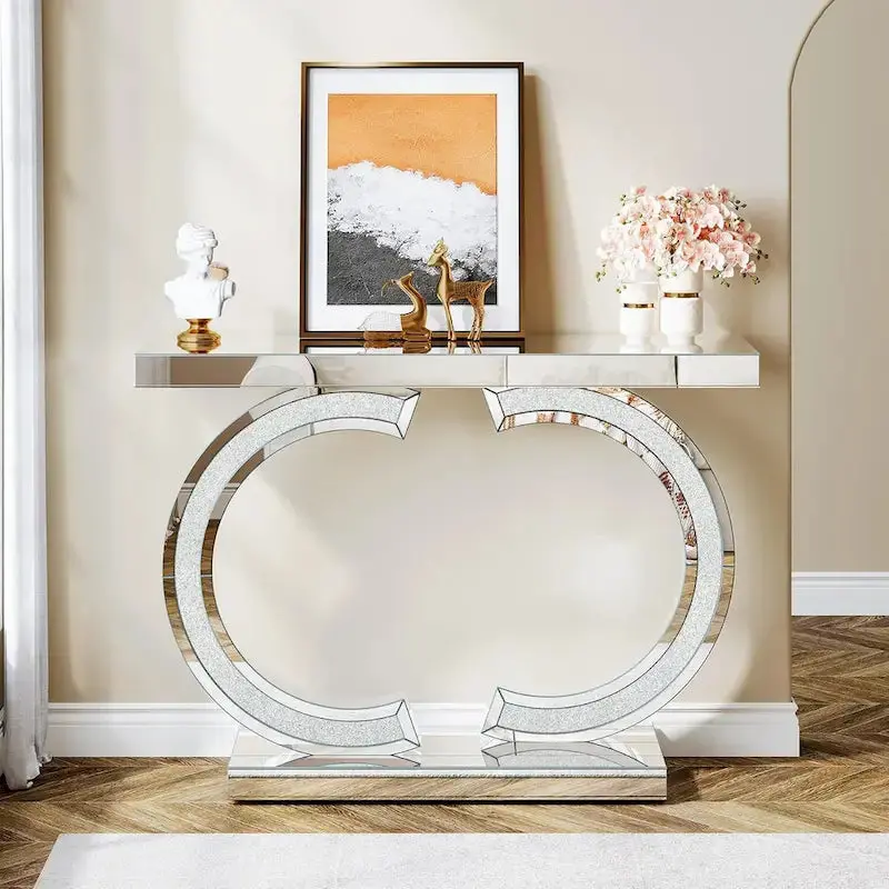 Mirrored Silver Console Table – 39" Entryway Hall Table