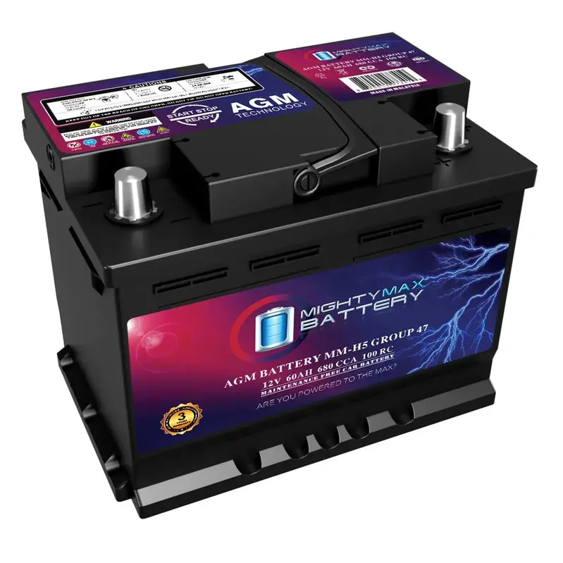 MM-H5 AGM Automotive Battery – 12V, 60Ah, 100 Reserve Capacity, 680 CCA, BCI Group 47