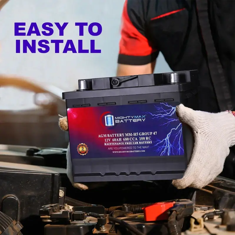 MM-H5 AGM Automotive Battery – 12V, 60Ah, 100 Reserve Capacity, 680 CCA, BCI Group 47