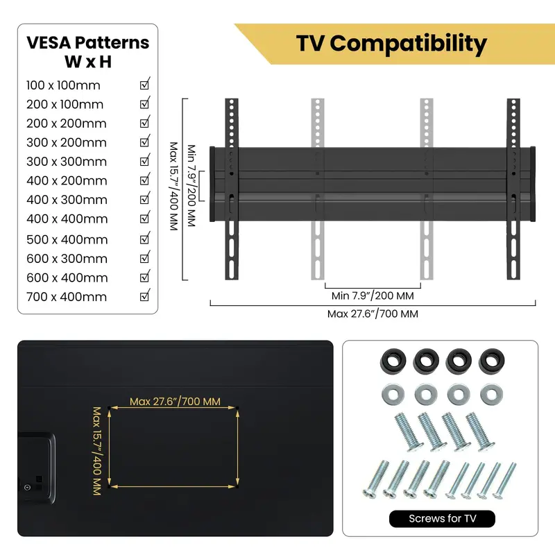 Mobile TV Stand Compatible with 32"–85" Flat or Curved Screens and VESA 400×700mm Mounting