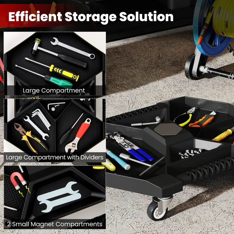 Mobile Workshop Caddy Tray with Four Locking Swivel Casters 2