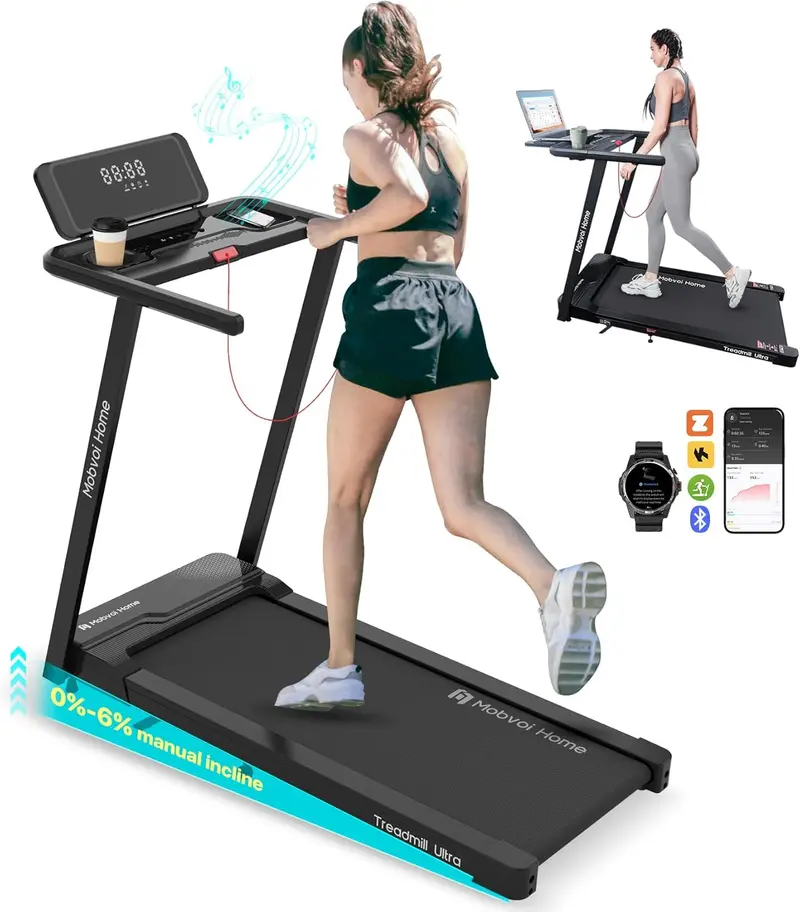 Mobvoi Ultra Walking Pad – 3-in-1 Home Office Treadmill with 6% Incline, 2.5HP Motor, Phone/Laptop Holder, Speaker, LED Display, Max 12 km/h, 120 kg Capacity