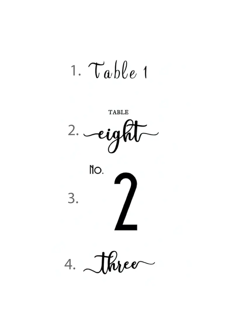Modern Acrylic Table Number Signs for Seating Arrangements