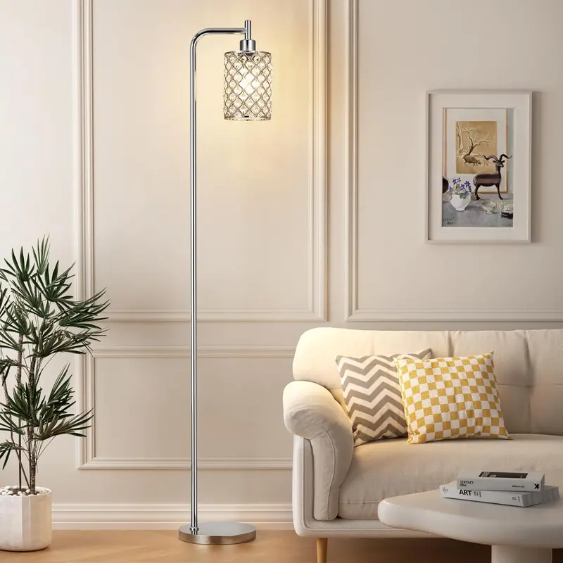 Modern Black Floor Lamp – Sleek Glass Shade with Integrated LED Bulb
