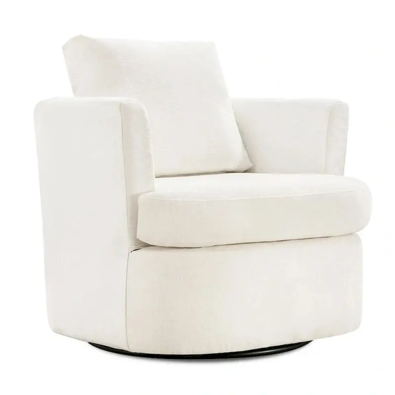 Modern Chenille Swivel Barrel Accent Chair – Rotating Armchair for Living Room or Office