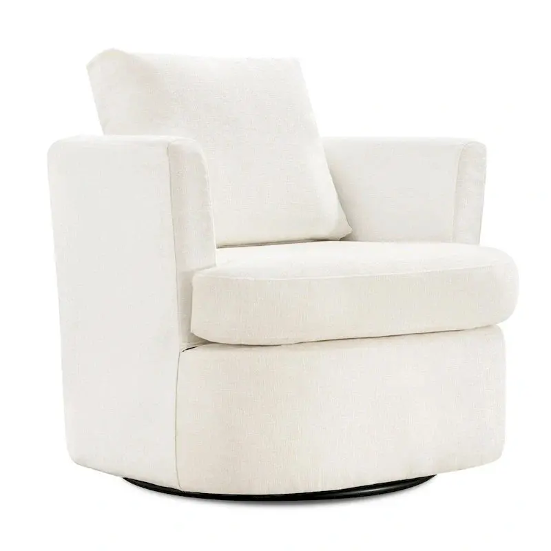 Modern Chenille Swivel Barrel Accent Chair – Rotating Armchair for Living Room or Office 2