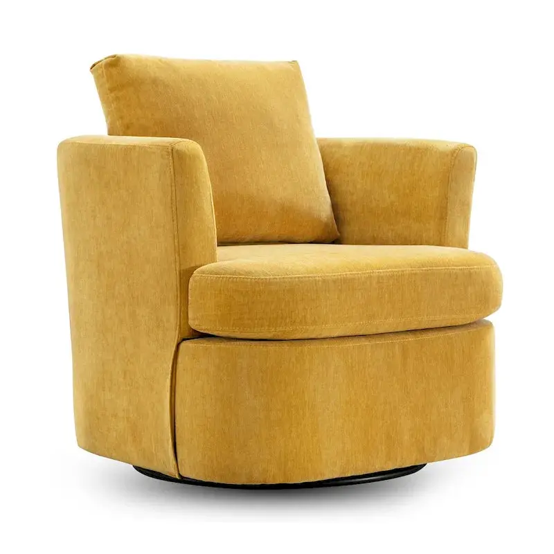 Modern Chenille Swivel Barrel Accent Chair – Rotating Armchair for Living Room or Office