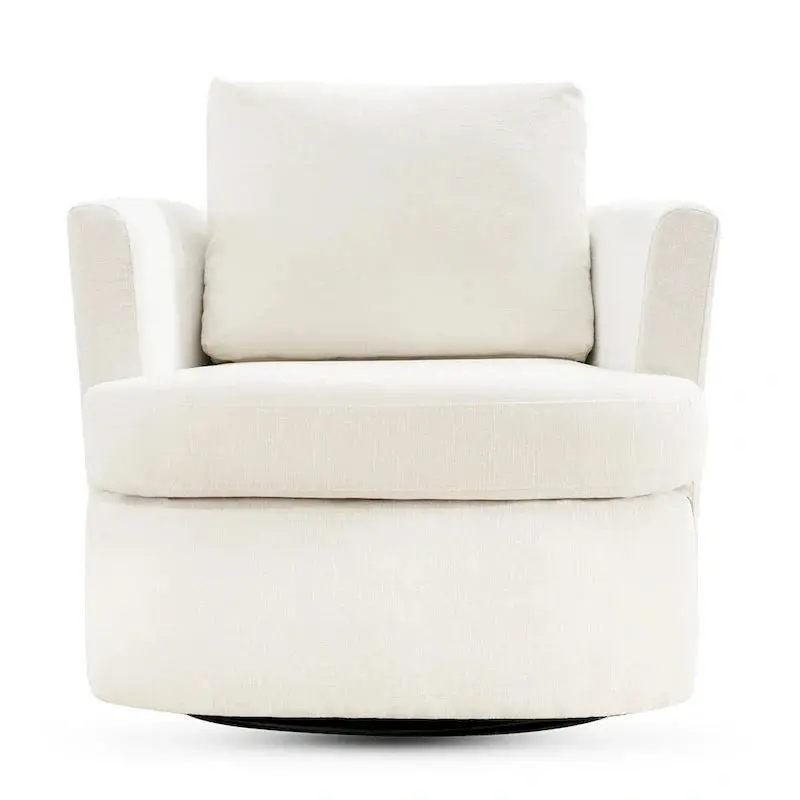 Modern Chenille Swivel Barrel Accent Chair – Rotating Armchair for Living Room or Office