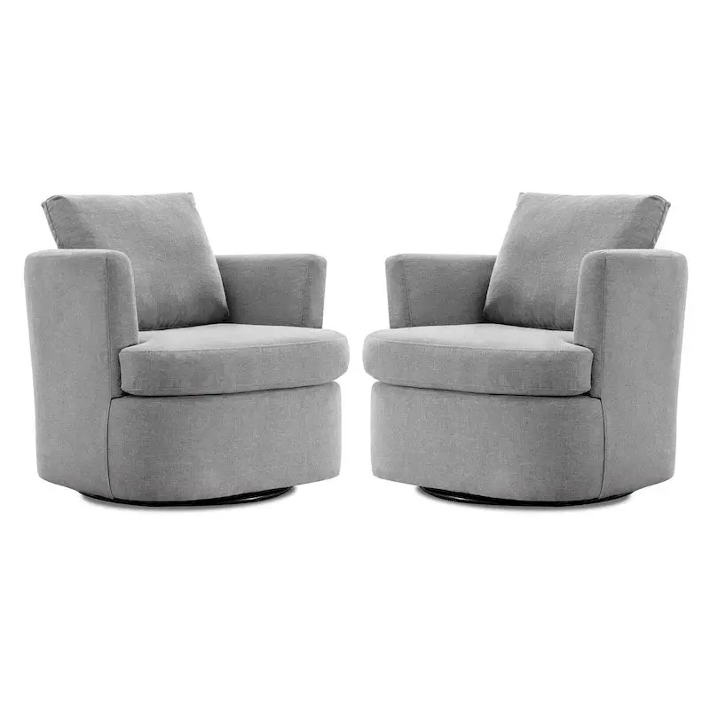 Modern Chenille Swivel Barrel Accent Chair – Rotating Armchair for Living Room or Office