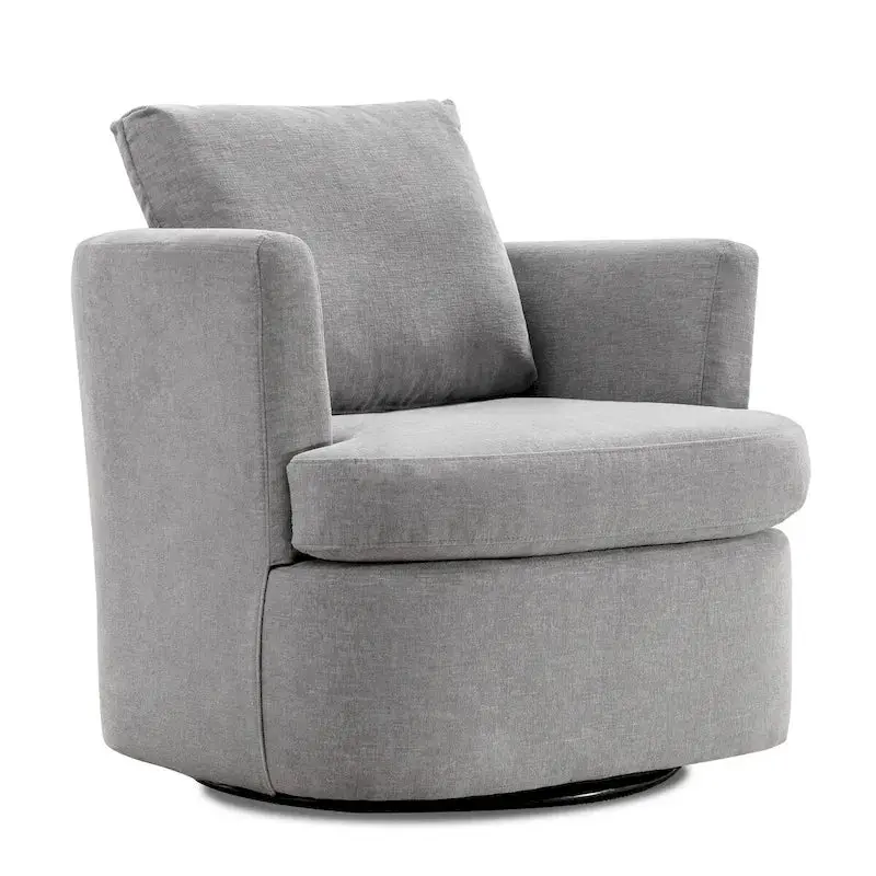 Modern Chenille Swivel Barrel Accent Chair – Rotating Armchair for Living Room or Office