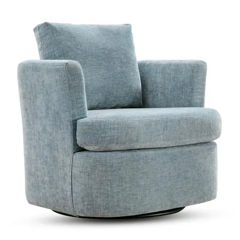 Modern Chenille Swivel Barrel Accent Chair – Rotating Armchair for Living Room or Office