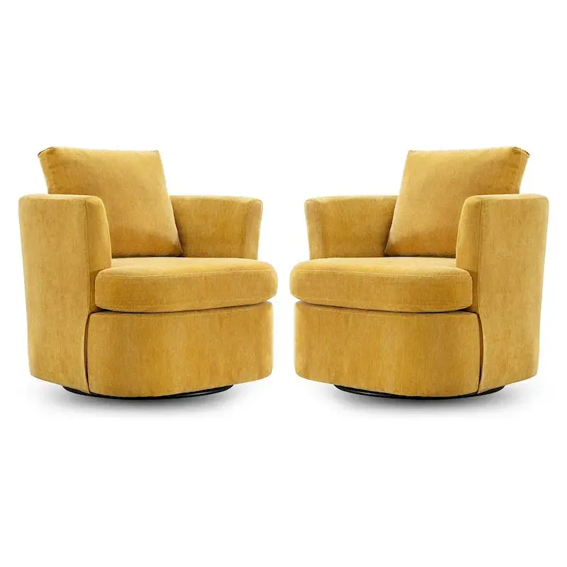 Modern Chenille Swivel Barrel Accent Chair – Rotating Armchair for Living Room or Office