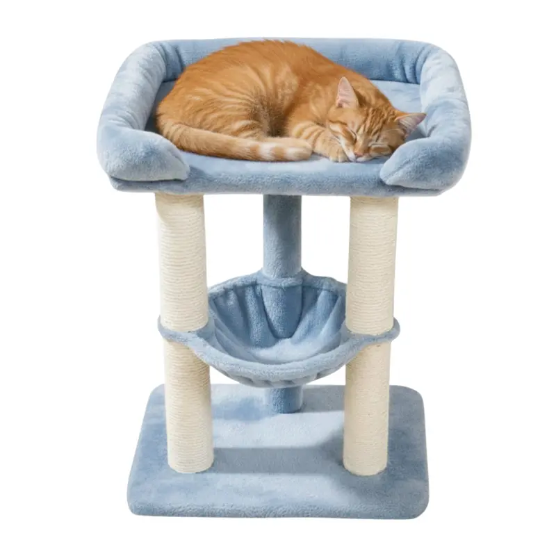 Modern Indoor Cat Tree with Hammock, Cozy Bed & Sisal-Wrapped Scratching Posts