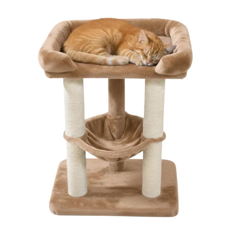 Modern Indoor Cat Tree with Hammock, Cozy Bed & Sisal-Wrapped Scratching Posts