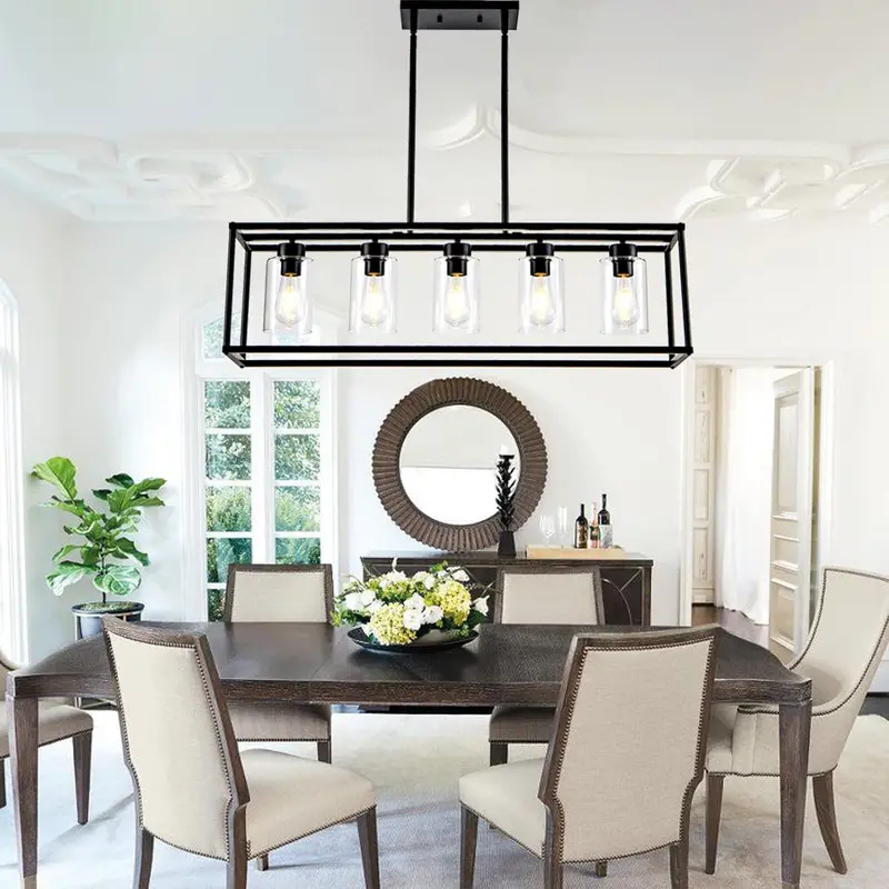 Modern Rustic Black Chandelier – Blends Contemporary Lines with Warm Wood-Inspired Textures 2