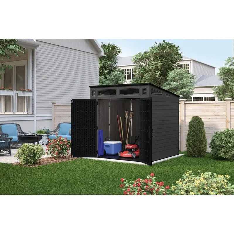 Modernist Resin Storage Shed – 7'2.5" W x 7'3.5" D x 7'5.5" H Weather-Resistant Structure