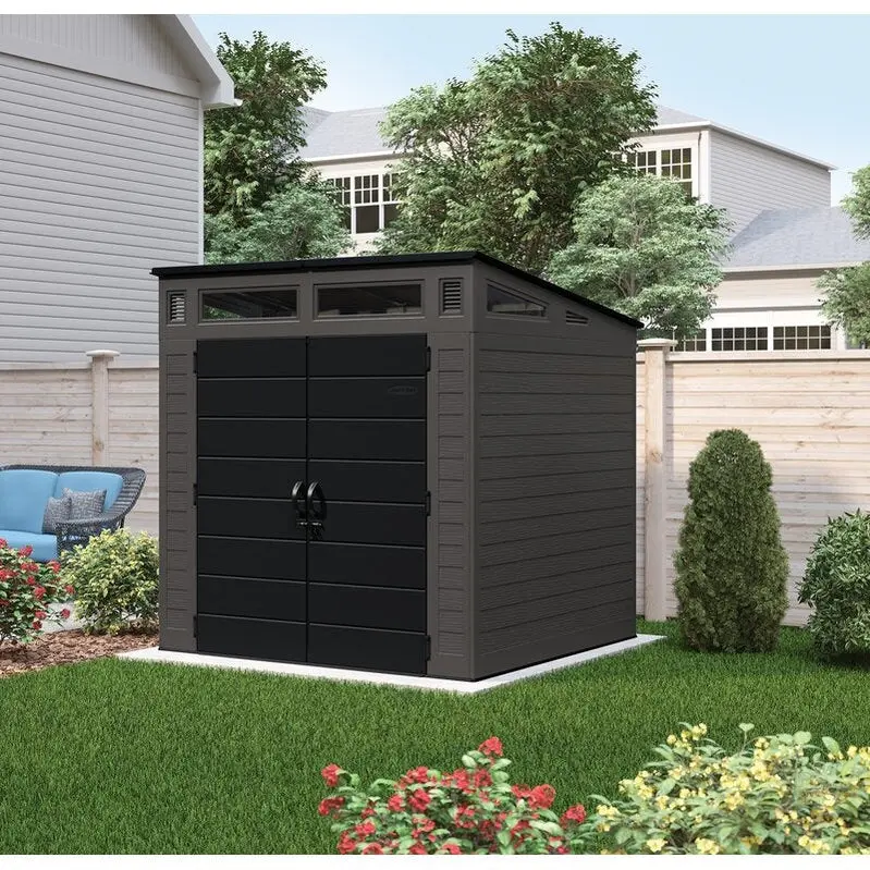 Modernist Resin Storage Shed – 7'2.5" W x 7'3.5" D x 7'5.5" H Weather-Resistant Structure