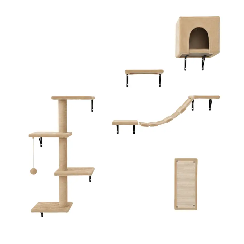 Modular Cat Wall Climber – Bridge, Steps, Condo, and Scratching Post Combo