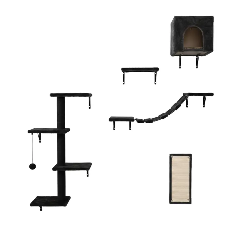 Modular Cat Wall Climber – Bridge, Steps, Condo, and Scratching Post Combo 2