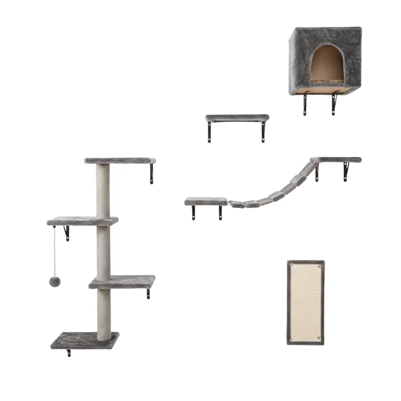 Modular Cat Wall Climber – Bridge, Steps, Condo, and Scratching Post Combo