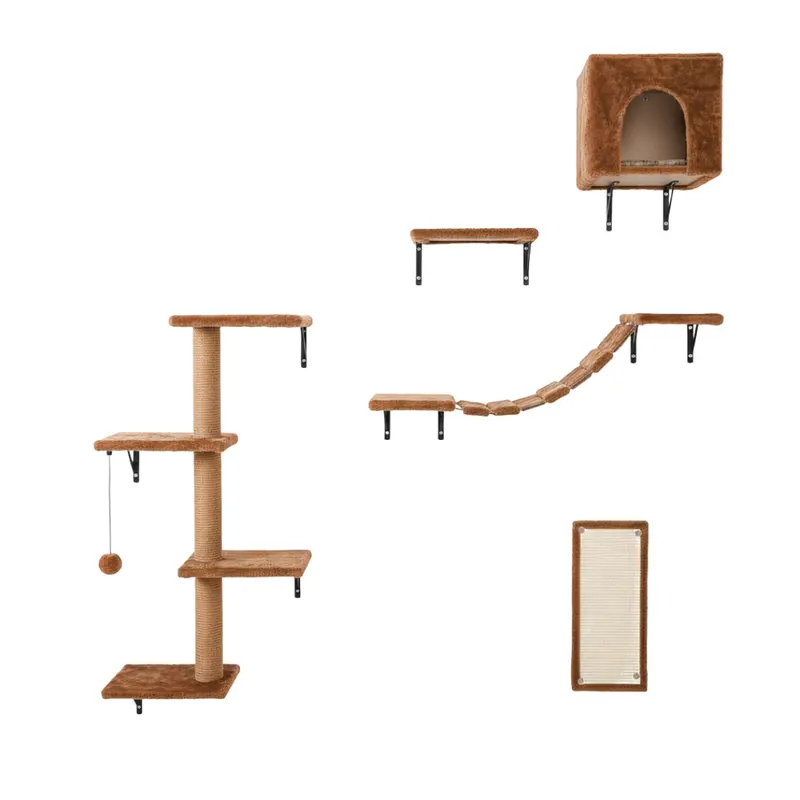 Modular Cat Wall Climber – Bridge, Steps, Condo, and Scratching Post Combo