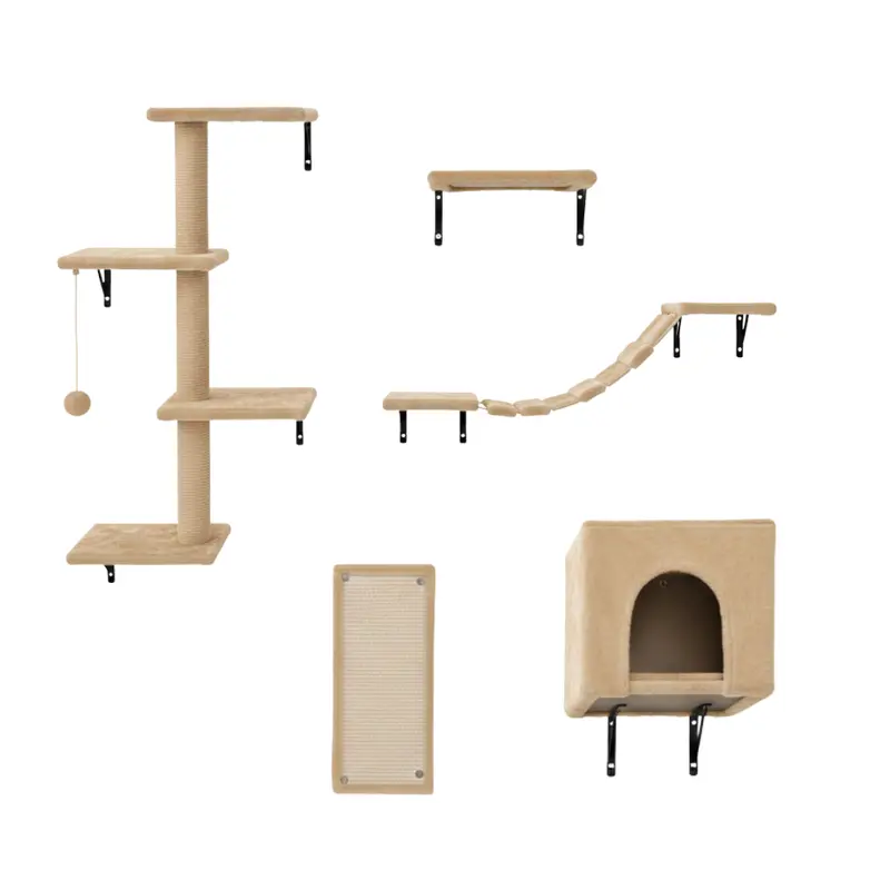 Modular Cat Wall Climber – Bridge, Steps, Condo, and Scratching Post Combo