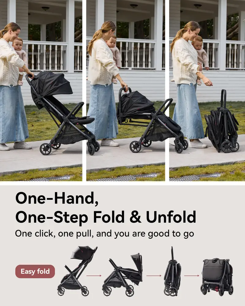 Momcozy ClickGo Compact Folding Stroller – Lightweight & Travel-Friendly