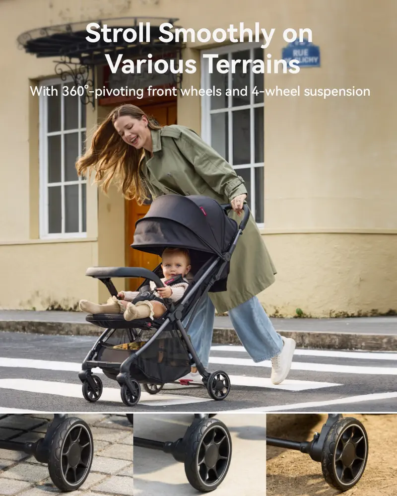 Momcozy ClickGo Compact Folding Stroller – Lightweight & Travel-Friendly