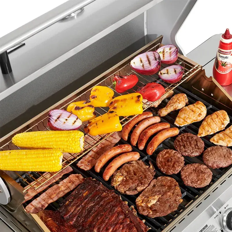 Monument Grills Premium 4-Burner Propane Grill – Stainless Steel Construction with Built-In Rotisserie