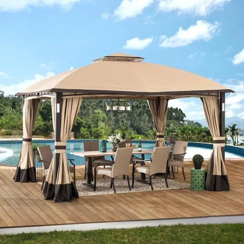 Moorehead Steel Patio Gazebo – 12 ft. Wide x 10 ft. Deep, Rust-Resistant Powder-Coated Frame