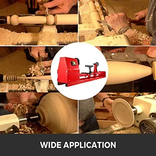 Mophorn 14" x 40" Benchtop Wood Lathe – Includes 3 Turning Chisels and Variable Speed Control