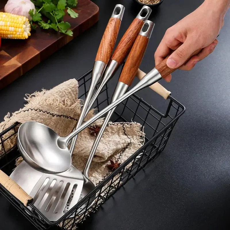 Morve 7-Piece Stainless Steel Kitchen Tool Set – Includes Storage Stand, Heat-Resistant Utensils for All Cooking Tasks