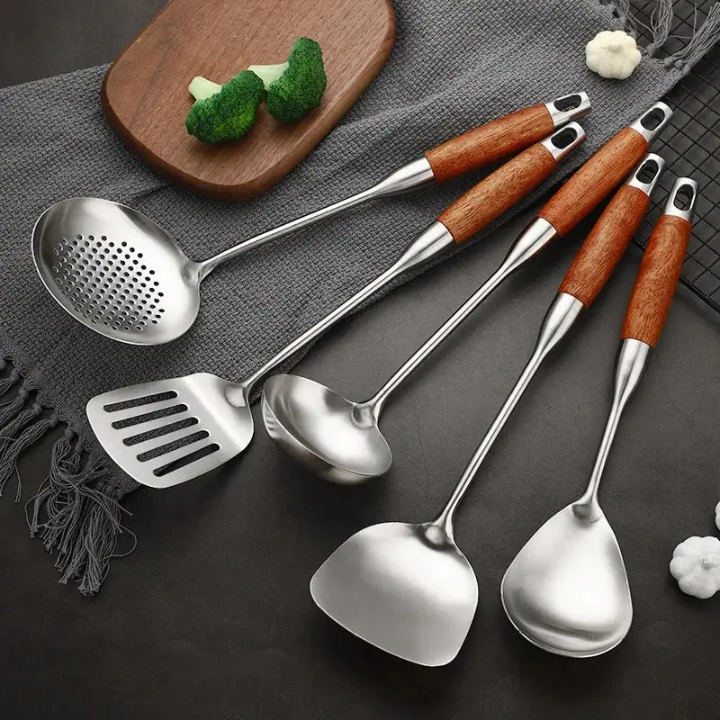 Morve 7-Piece Stainless Steel Kitchen Tool Set – Includes Storage Stand, Heat-Resistant Utensils for All Cooking Tasks