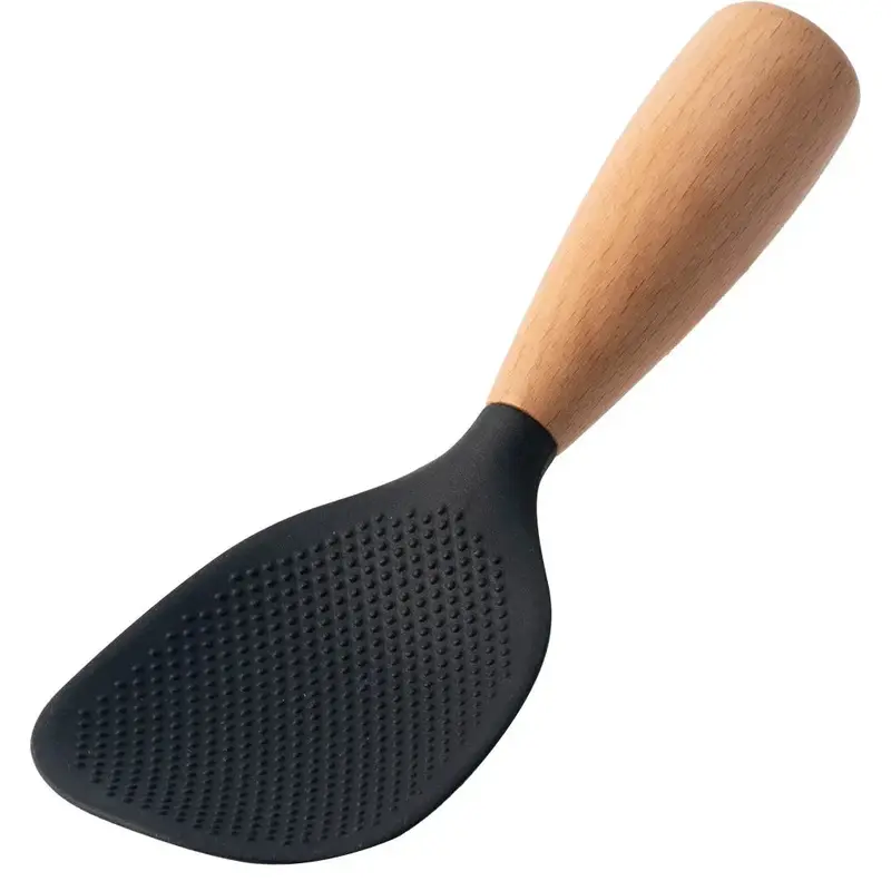Morve Silicone Rice Spoon – Ergonomic Paddle with Natural Wood Handle, Non-Stick & Heat-Safe for Daily Cooking