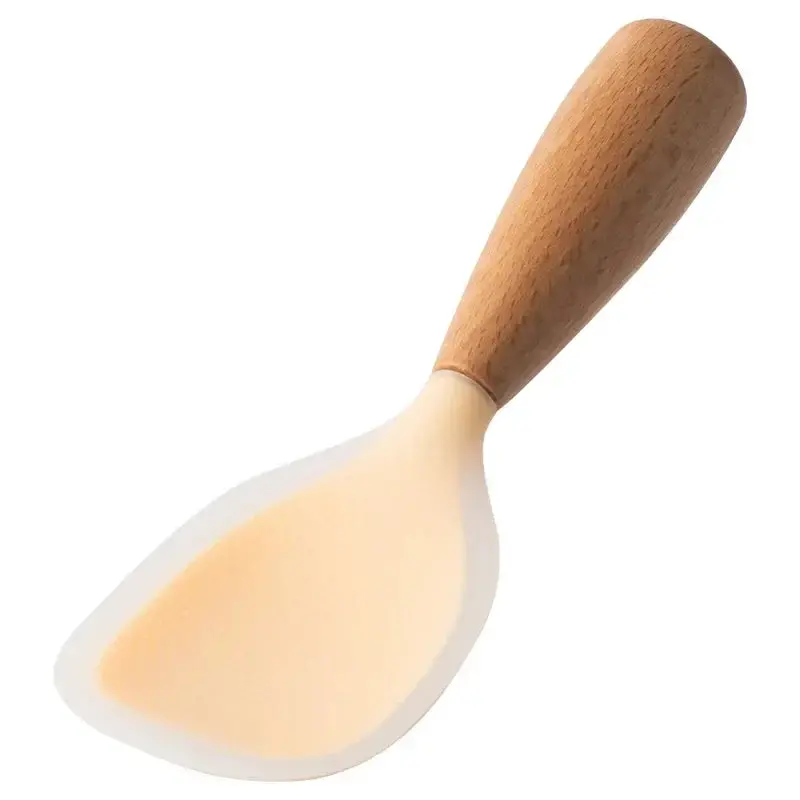 Morve Silicone Rice Spoon – Ergonomic Paddle with Natural Wood Handle, Non-Stick & Heat-Safe for Daily Cooking