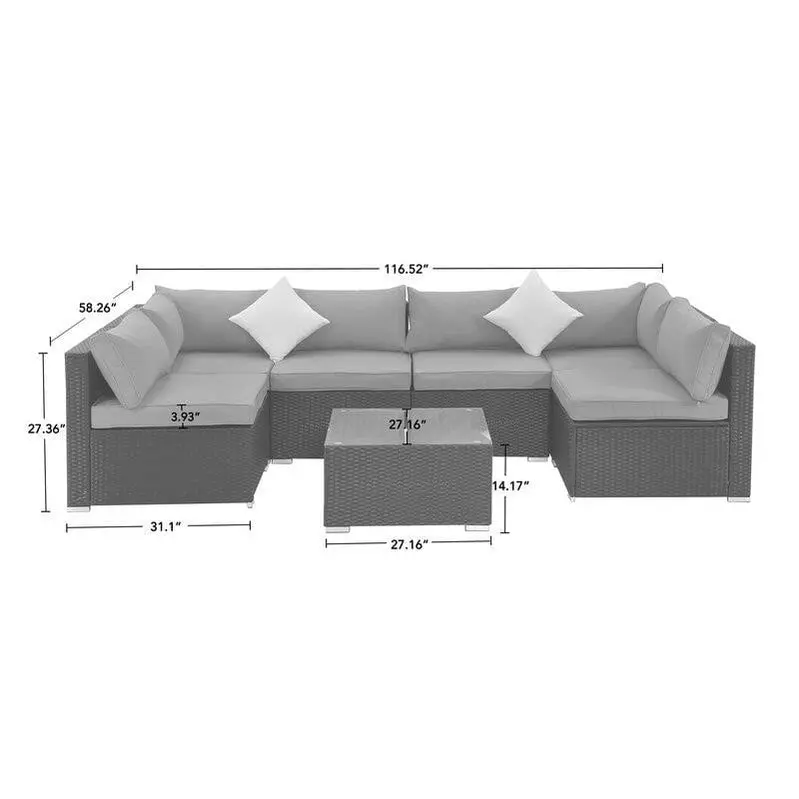 Moshannon 6-Piece Outdoor Wicker Seating Set – All-Weather Rattan Furniture with Cushioned Seats