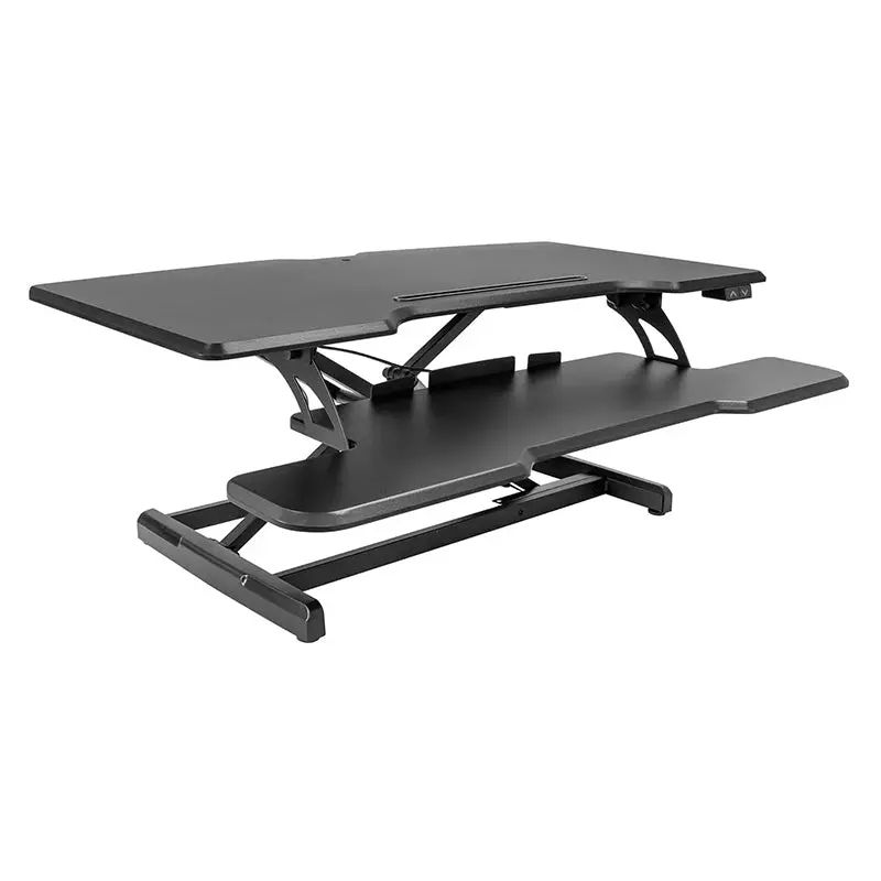 Motorized Sit-Stand Desk Converter – 38" Tabletop, Keyboard Tray & Device Slot