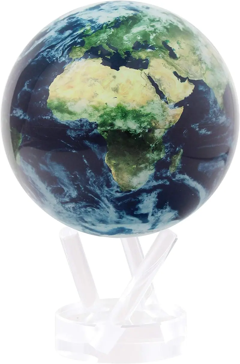 MOVA Light-Powered 4.5-Inch Self-Rotating Globe – Cloud-Finished Earth Display Model